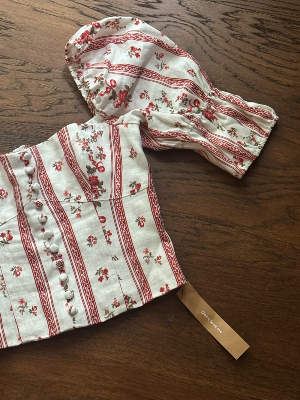 Reformation Linen Norton Floral Puff Sleeve Vienna Crop 0 NWT - Picture 8 of 11